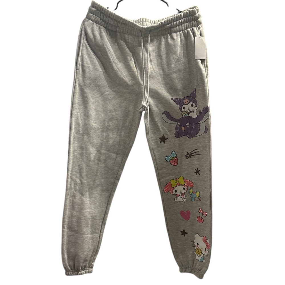 Hello Kitty Gray Track Pants with Elastic Waistband
